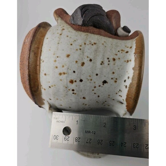 VTG MMS Mahon Ugly FD Funny Face Stoneware Pottery Mug Mustache Signed - Picture 12 of 14